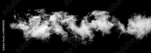 White cloud isolated on black background, Fluffy texture , Abstract smoke