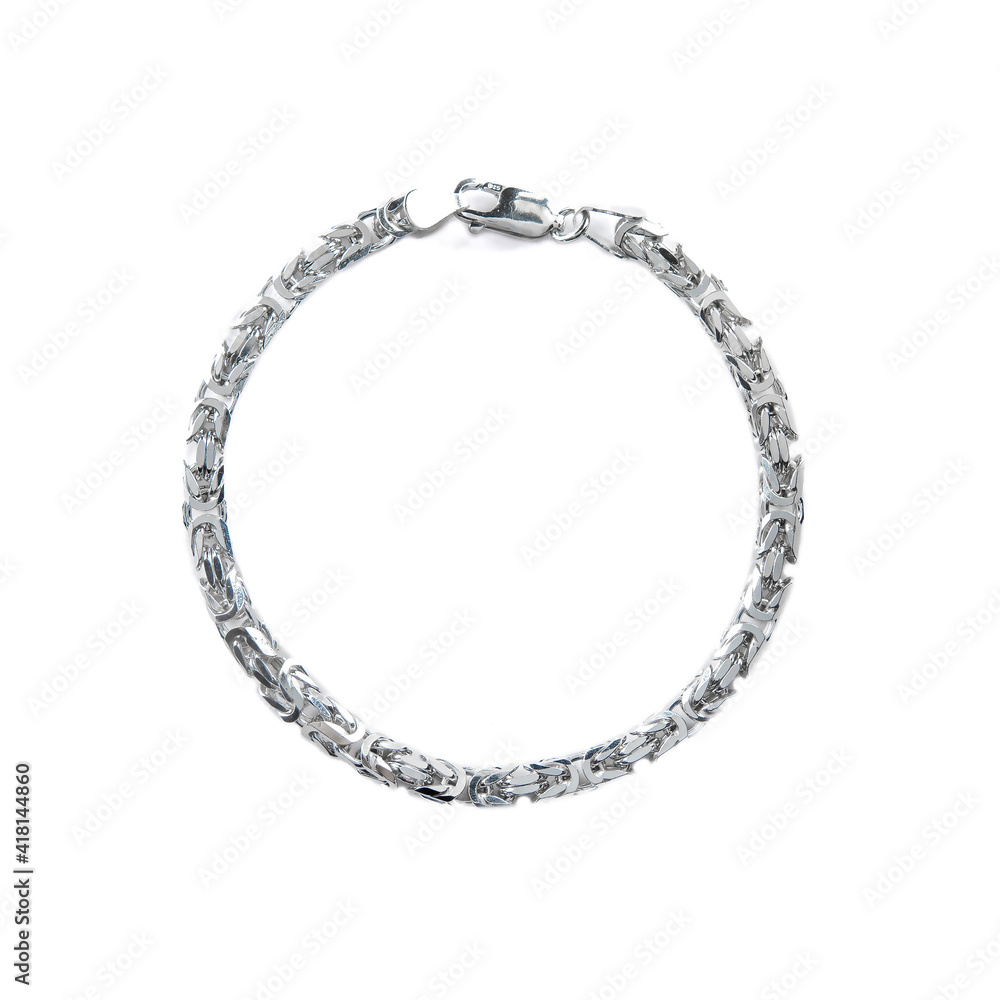 Silver gold pendant fragment necklace link chain on white backround isolated Silver gold pendant fragment necklace link chain on white backround isolated