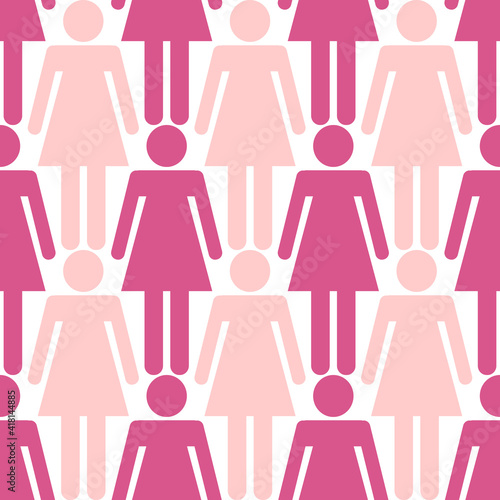  Seamless pattern of female figures. Vector background for the International Women's Day.
