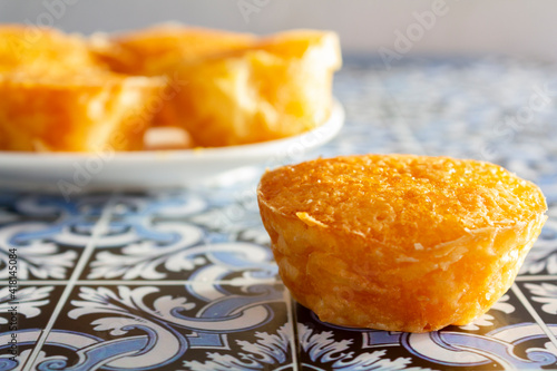 Portuguese sweet bean tarts called Pastel de Feijao