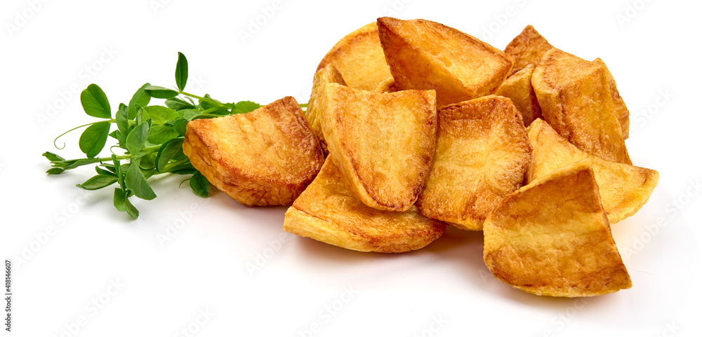 Home fries potatoes, isolated on white background. High resolution image Home fries potatoes, isolated on white background. High resolution image