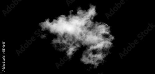 White cloud isolated on black background, Fluffy texture , Abstract smoke