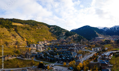 Aerial view of village of El Tarter in Andorra, located in the parish of Canillo photo