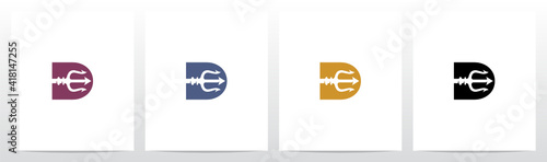 Trident On Letter Logo Design D