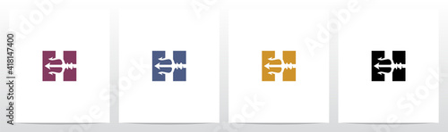 Trident On Letter Logo Design H