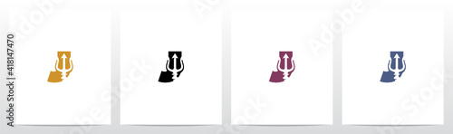 Trident On Letter Logo Design J