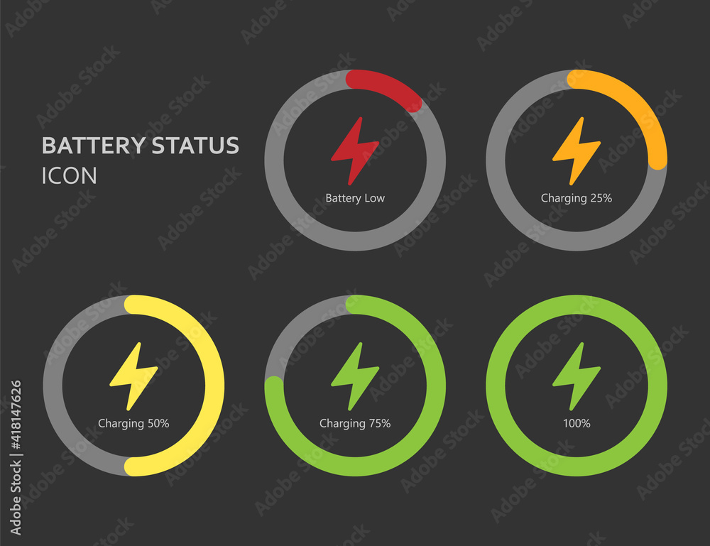 Battery status flat design icon, vector illustration Battery status flat design icon, vector illustration