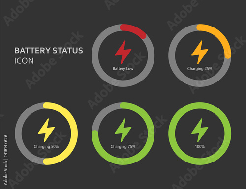 Battery status flat design icon, vector illustration