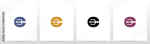 Trident On Letter Logo Design O