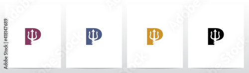 Trident On Letter Logo Design P