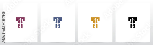 Trident On Letter Logo Design T