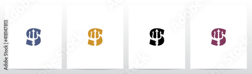 Trident On Letter Logo Design S