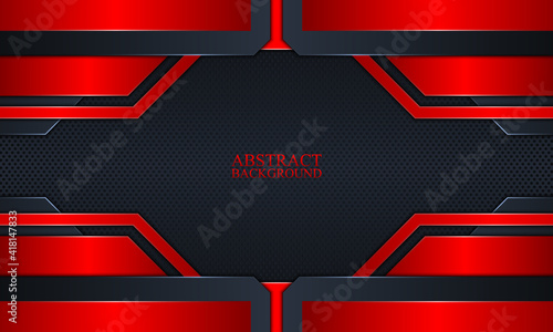 Abstract technology background with dark navy and red glow stripes.