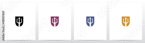 Trident On Letter Logo Design U
