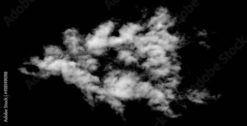 White cloud isolated on black background, Fluffy texture , Abstract smoke