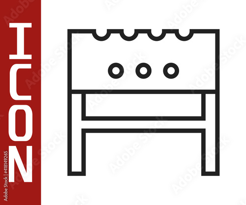 Black line BBQ brazier icon isolated on white background. Vector.