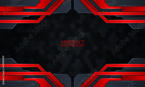 Abstract technology background with dark navy and red glow stripes.