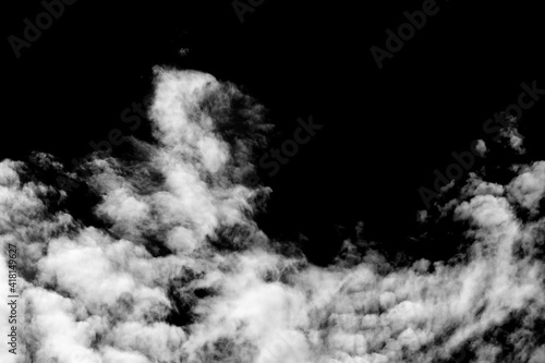 White cloud isolated on black background, Fluffy texture , Abstract smoke