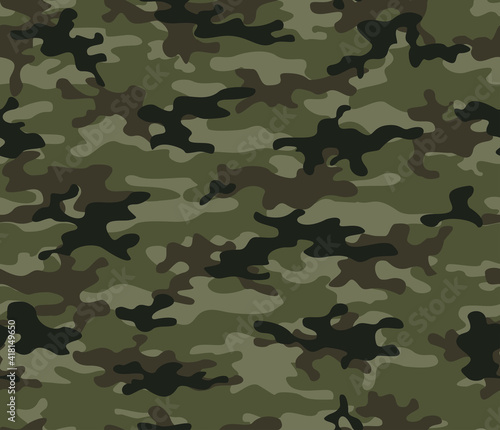Modern camouflage trendy vector template for clothes. Khaki background.