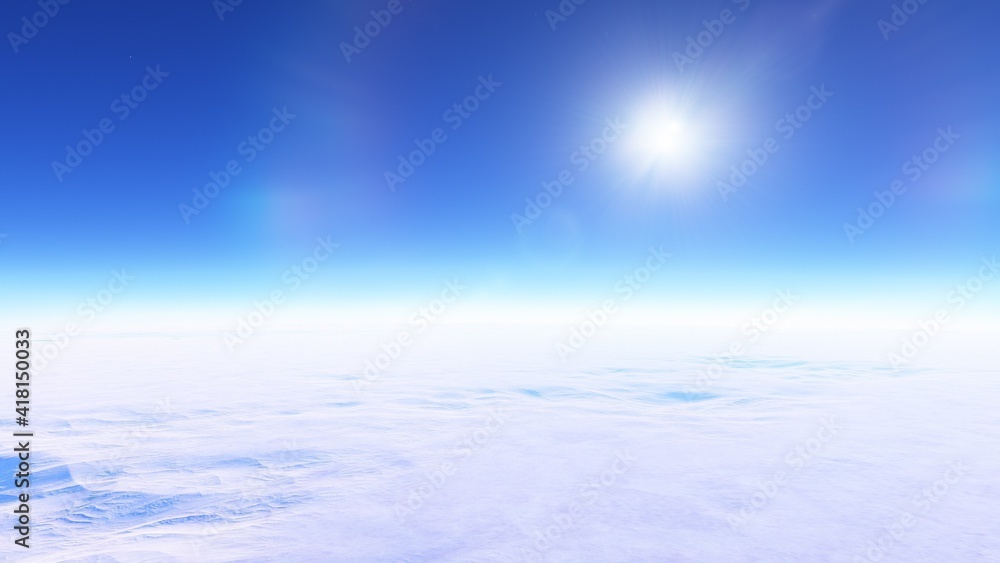 Exoplanet fantastic landscape. Beautiful views of the mountains and sky with unexplored planets. 3D illustration. Exoplanet fantastic landscape. Beautiful views of the mountains and sky with unexplored planets. 3D illustration.