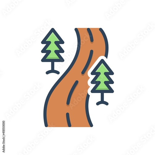 Color illustration icon for road