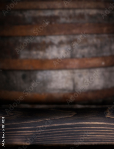 The background is barrel-shaped  free  empty. Old wood texture.