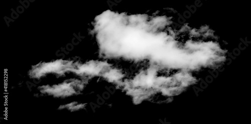 White cloud isolated on black background, Fluffy texture , Abstract smoke