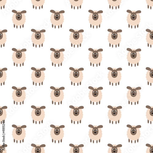 Seamless pattern with animals is on a white background. Illustration for a cover, a poster or a textile design. Save with the Clipping Mask.