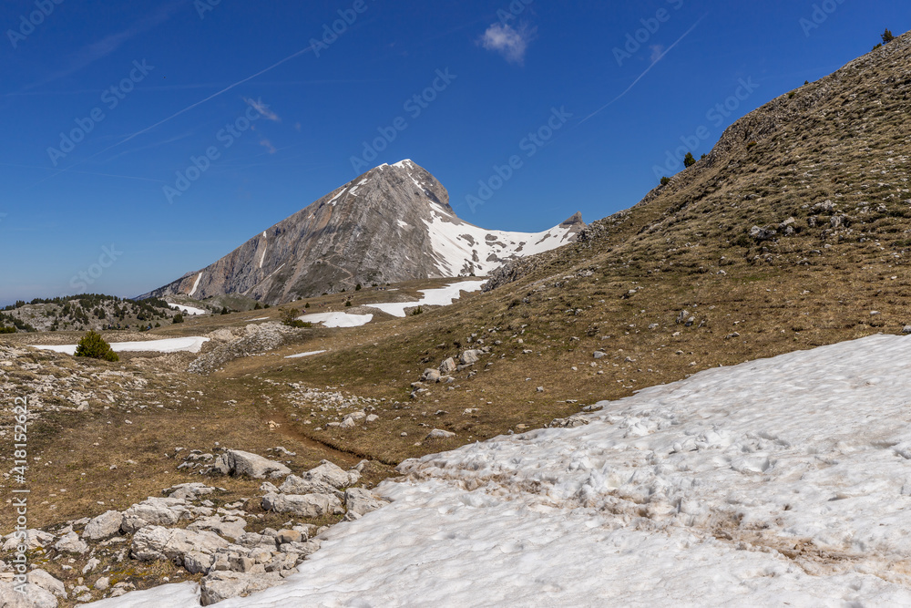 mountain scenery in spring, in the Southern Vercors with the Grand Veymont