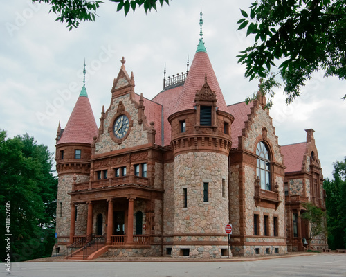 Romanesque style building of Wellesley town hall MA USA
