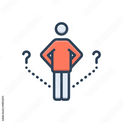 Color illustration icon for doubt 

