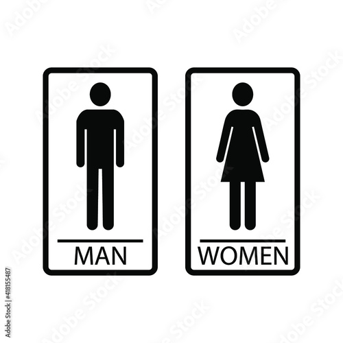 Men women icon - Toilet Restroom Sign. International sign for Restroom on white background color editable
