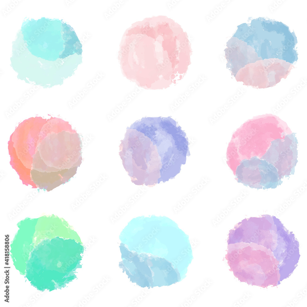 Vector set of rainbow watercolor circles