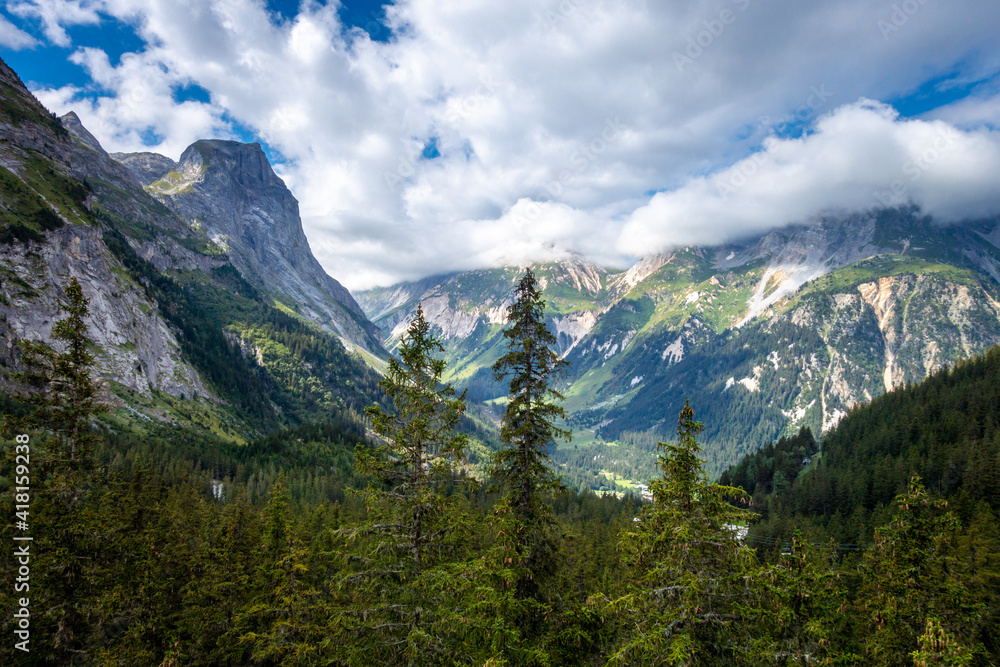 Alpine glaciers and mountains landscape in French alps. Alpine glaciers and mountains landscape in French alps.
