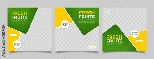 Fresh Fruits delivery social media banner instagram post