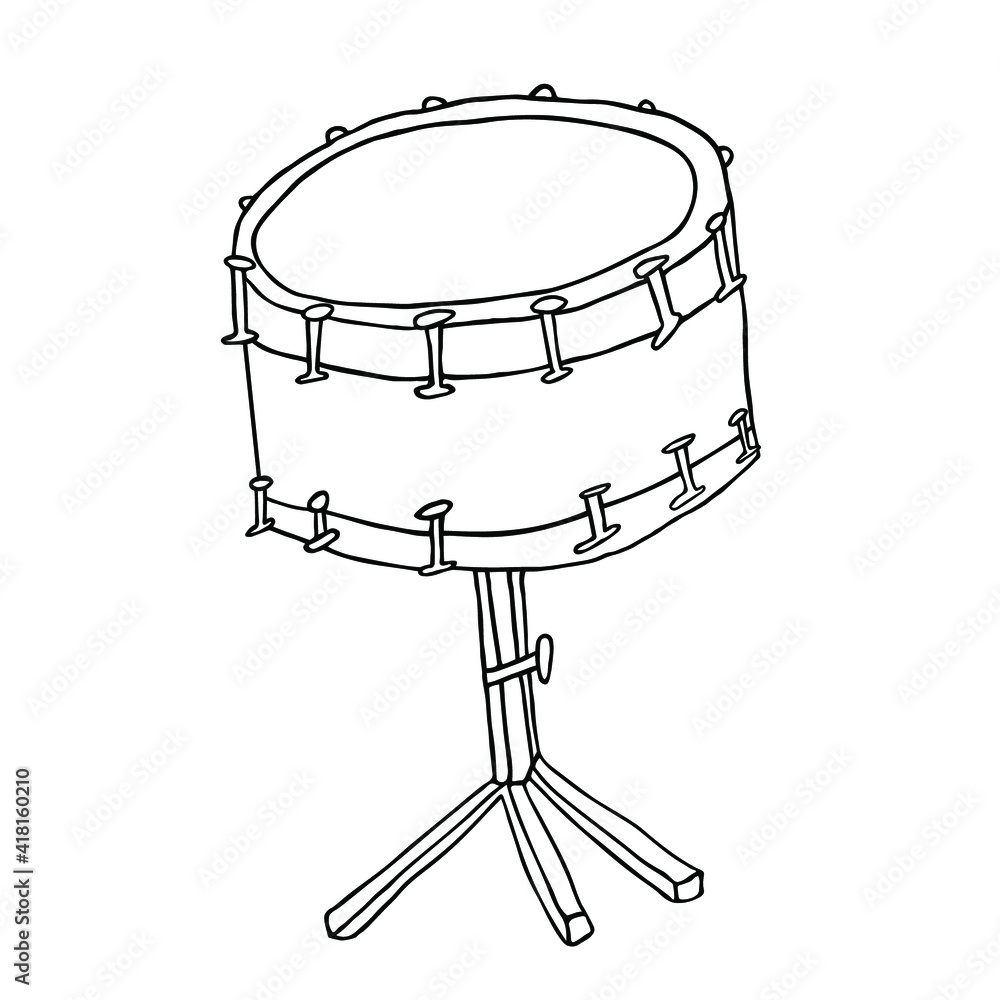 Snare drum sketch illustration. Hand drawn black and white percussion musical instrument clip art drawing Snare drum sketch illustration. Hand drawn black and white percussion musical instrument clip art drawing