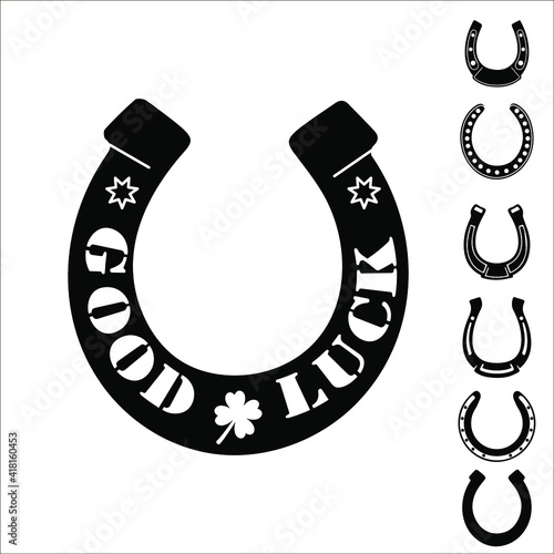 set of black and white horseshoe