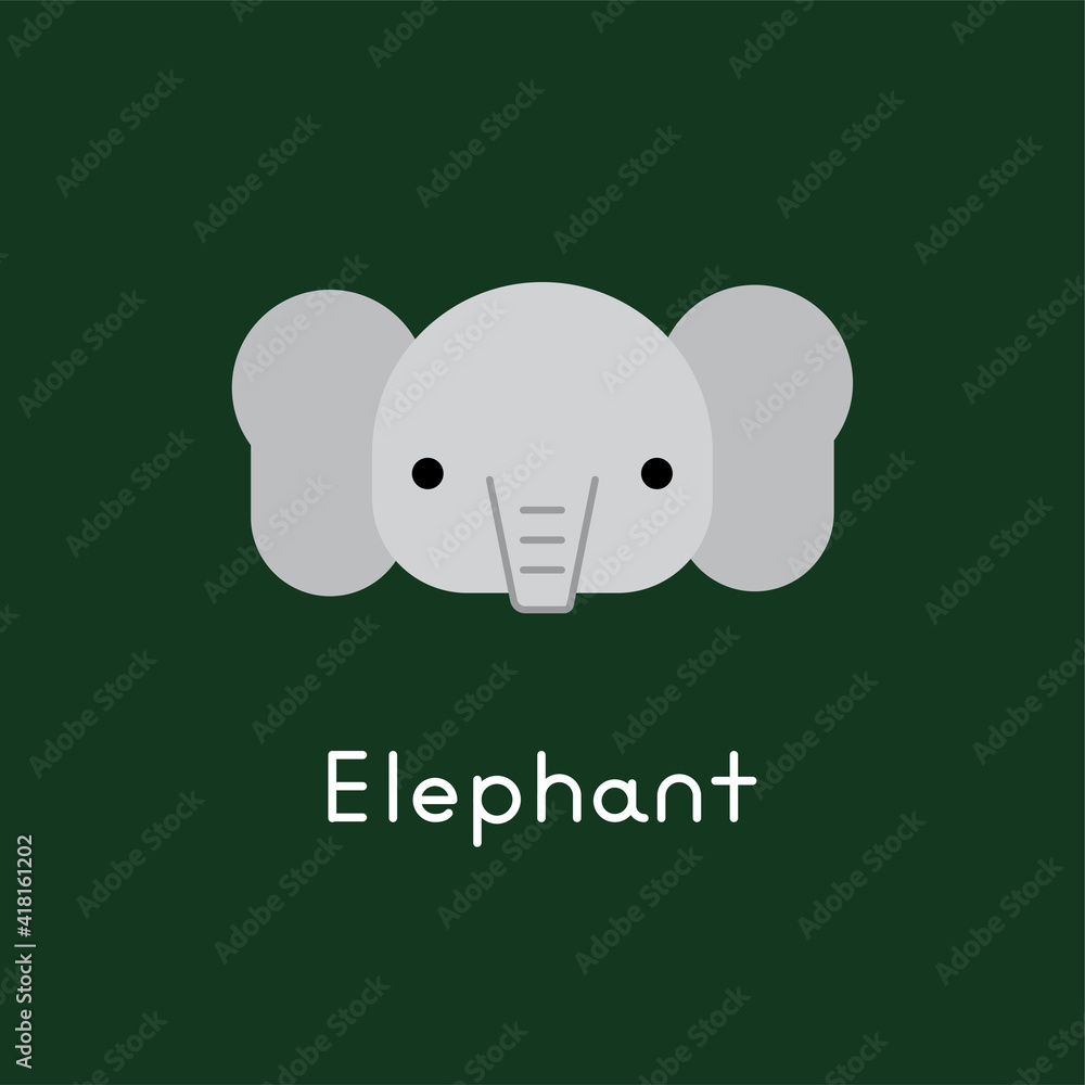 Fototapeta premium Cute elephant face. Little elephant in cartoon style. Vector illustration