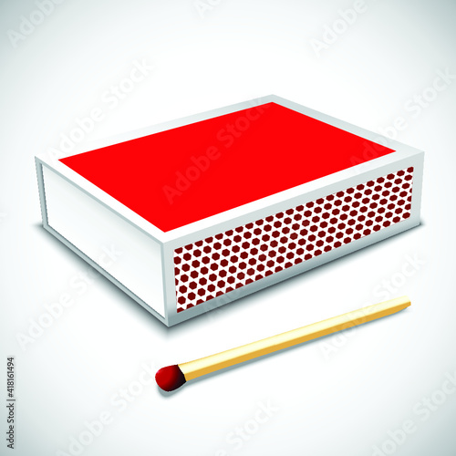 Realistic drawing - red matchbox with matches