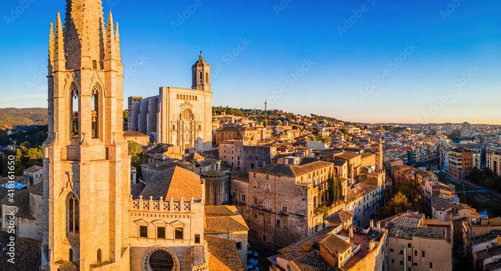 Aerial view of Girona, a city in Spain’s northeastern Catalonia region