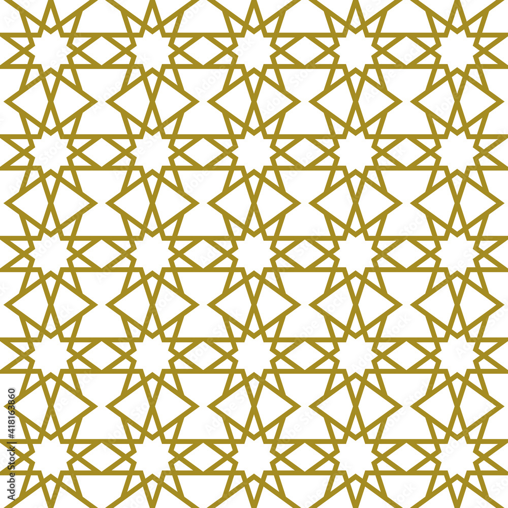 Fototapeta premium Vector gold seamless elegant pattern, oriental, geometric, Arabian, Eastern and Islamic style.