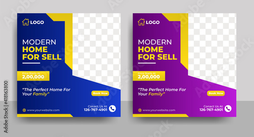 Modern Real Estate home Flyer Template, real estate social media banner post template vector