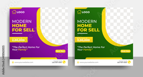 Modern Real Estate home Flyer Template, real estate social media banner post template vector