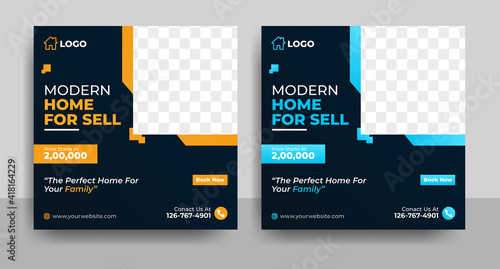 Real Estate house Flyer Template, real estate social media banner post template vector