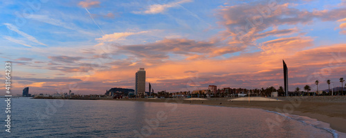 Canvas Print Panoramic view of the coast of Barcelona