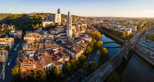 Aerial view of Girona, a city in Spain’s northeastern Catalonia region