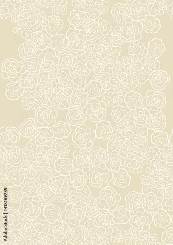 Seamless light background with beige pattern in baroque style. retro illustration. Ideal for printing on fabric