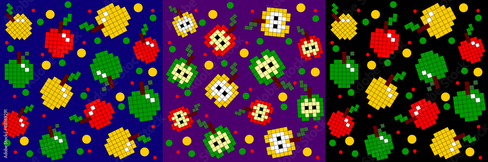 pixel apple, pattern fruit