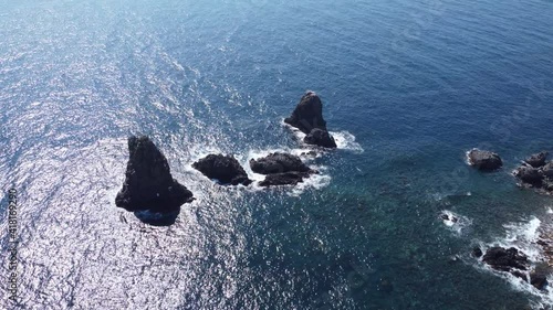 Flying view of the Cyclops islands in Sicily
