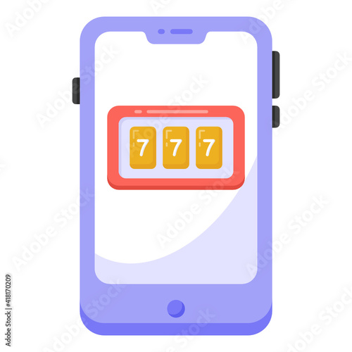 
A casino app in a phone, flat icon

